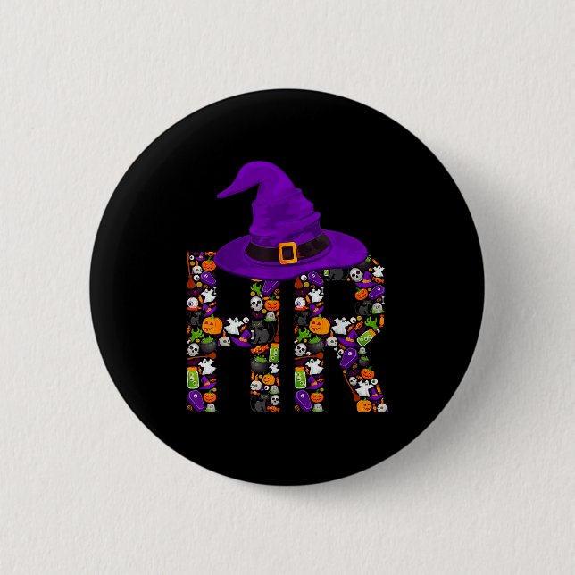 Hexenmeisterin HR Personalabteilung Kürbis Hallowe Button (Vorderseite)