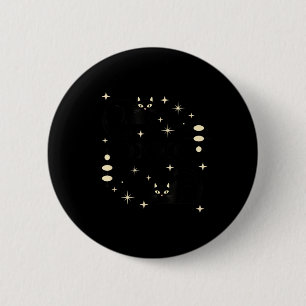 Hexenmondphasen-Katze Himmels Schwarze Katze Kunst Button
