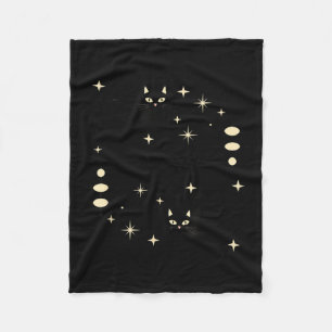 Hexenmondphasen-Katze Himmels Schwarze Katze Kunst Fleecedecke