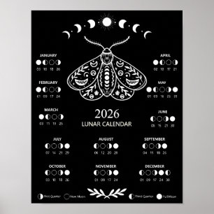 Hexenmoth-Zeltalunar-Mondkalender Poster