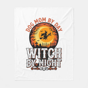 Hexenmutter Hund bei Nacht Vintage Halloween-Shirt Fleecedecke