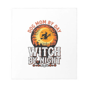 Hexenmutter Hund bei Nacht Vintage Halloween-Shirt Notizblock