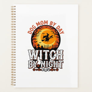 Hexenmutter Hund bei Nacht Vintage Halloween-Shirt Planer
