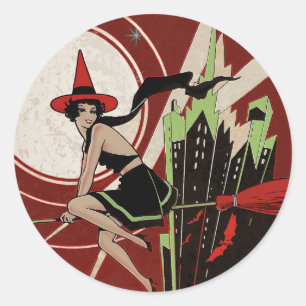 Hexennacht Vintage Halloween Hexen Aufkleber