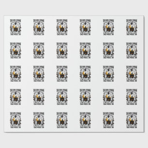 Hexenpapa Halloween Besen kaputt Vintage Grafik_1 Geschenkpapier