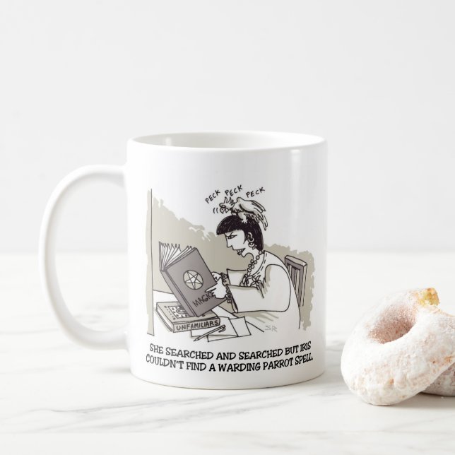 Hexenpapagei rechte Hand Tasse (Mit Donut)