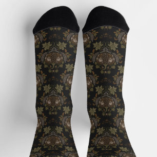 Hexenreben Folkloristisches Halloween-Kürbismuster Socken