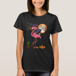 Hexenriding Flamingo Funny Halloween Horror Carve T-Shirt