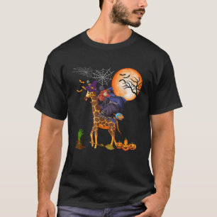 Hexenriding Giraffe Funny Halloween Horror Carved T-Shirt