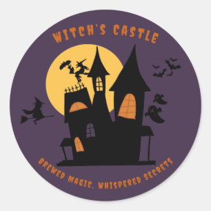 Hexenschloss wartet - Halloween-Sticker Runder Aufkleber