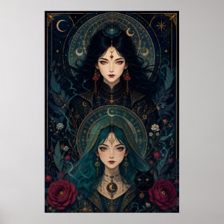 Hexenschwestern – Gotische Art Nouveau Fantasy Poster