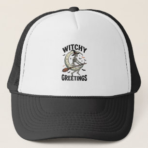 Hexenskelett Grafik Hexen Grüße Vintage Halloween Truckerkappe