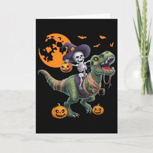 Hexenskelett reitet auf Dinosaurier T Rex Hallowee Karte