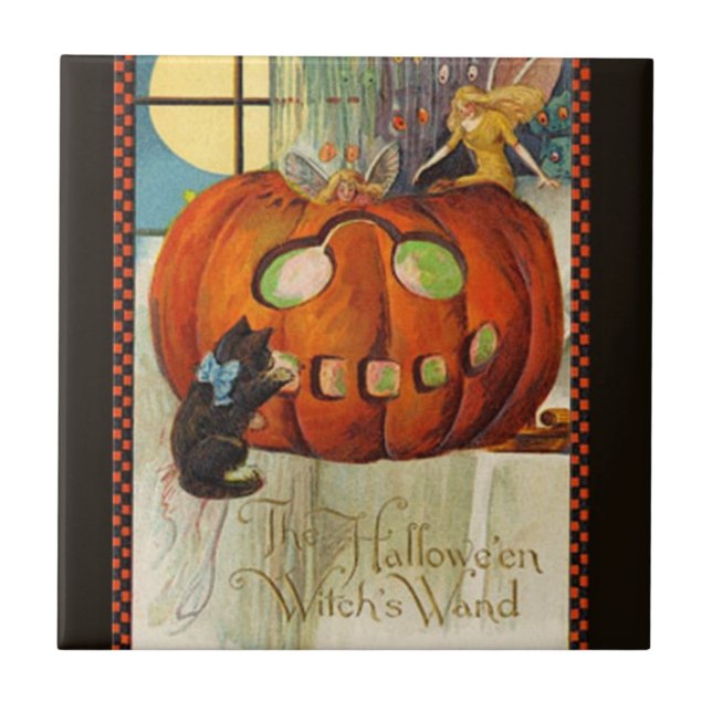 Hexenstab Halloween Fliese (Vorderseite)