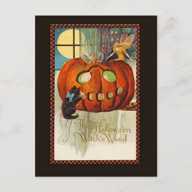 Hexenstab Halloween Postkarte (Vorderseite)