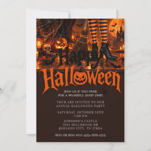Hexenstiefel Besen Jack O Lantern Halloween Einladung