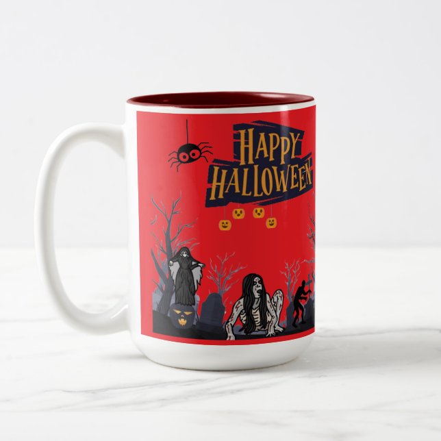 Hexenstunde Flüstert hellrot Zweifarbige Tasse (Links)