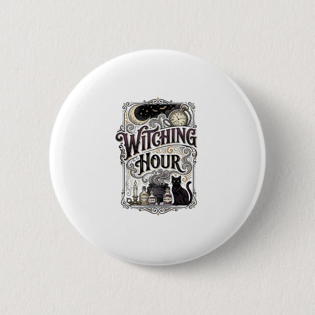 Hexenstunde Vintage Gravur Hexen Design_1 Button (Vorderseite)
