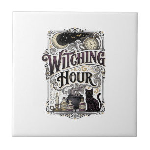Hexenstunde Vintage Gravur Hexen Design_1 Fliese
