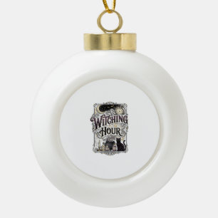 Hexenstunde Vintage Gravur Hexen Design_1 Keramik Kugel-Ornament