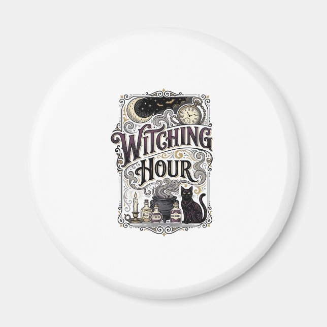 Hexenstunde Vintage Gravur Hexen Design_1 Magnet (Vorne)