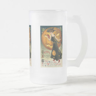 Hexentanz Vintage Halloween-Kartenspiel-Tasse Mattglas Bierglas