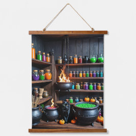 Hexentrank A Magical Alchemist's Haven Wandteppich Mit Holzrahmen