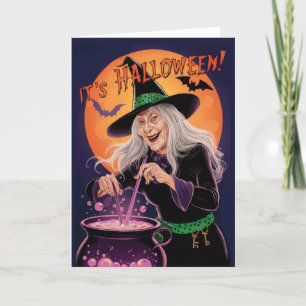 Hexentrank für ein verzauberndes Halloween Vintage Feiertagskarte
