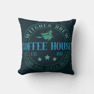 Hexentrank Kaffeehaus Schwarz Halloween Kissen