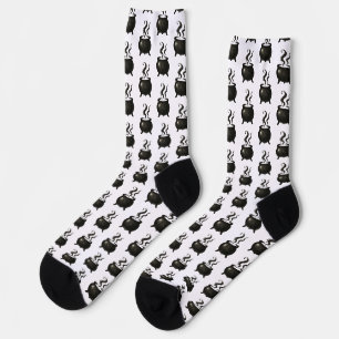 Hexentrank – Minimalistischer Halloween-Kessel auf Socken