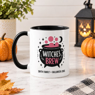 Hexentrank Süß Schwarz und Rosa Name Halloween Tasse