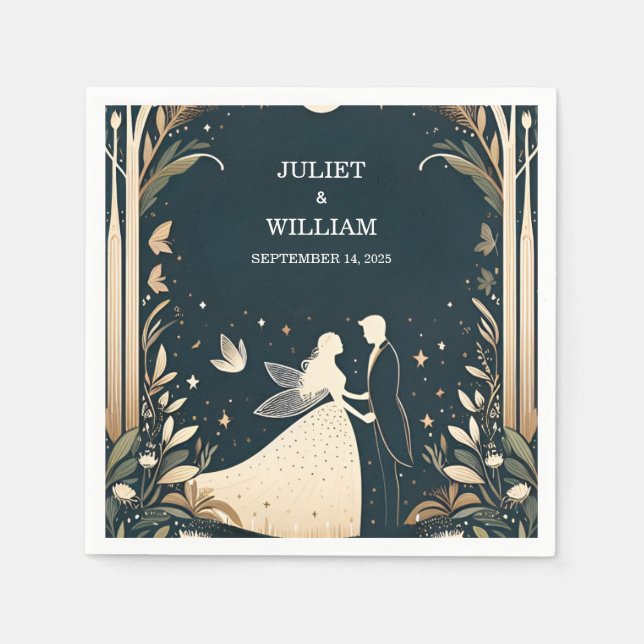 Hexentraum Mystical Stars Moon Wedding Serviette (Vorderseite)