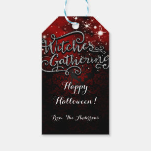 Hexentreffen Rot & Schwarz Damast Favor Geschenkanhänger