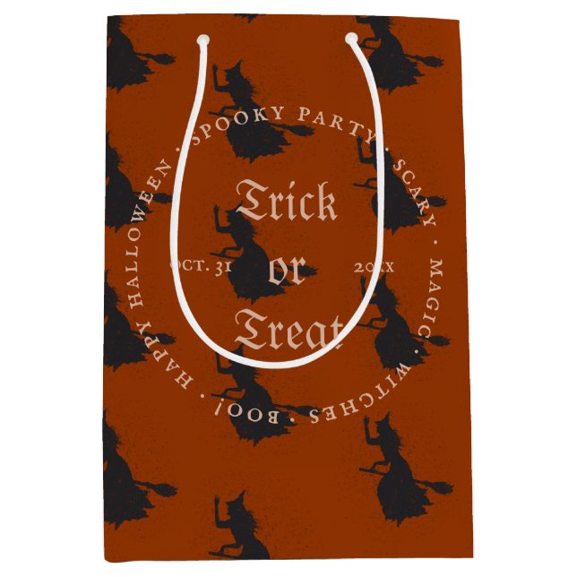 Hexentrick oder Halloween-Grunge Mittlere Geschenktüte (Vorderseite)