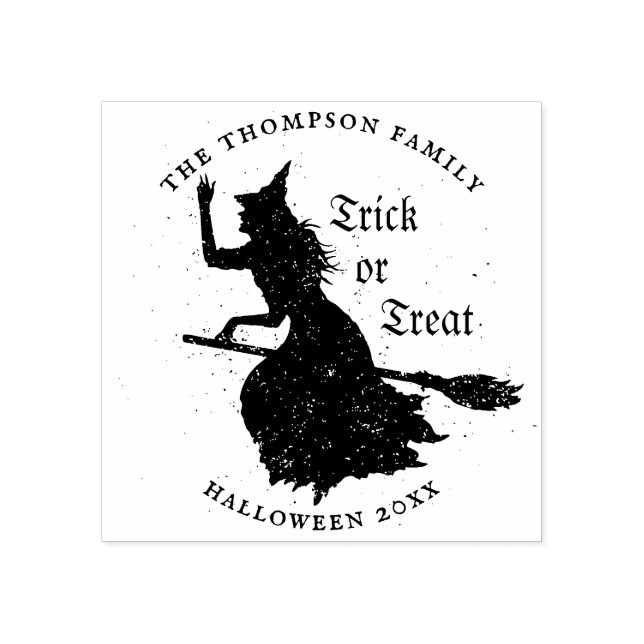 Hexentrick oder Treat Halloween Grunge Illustratio Gummistempel (Prägung)