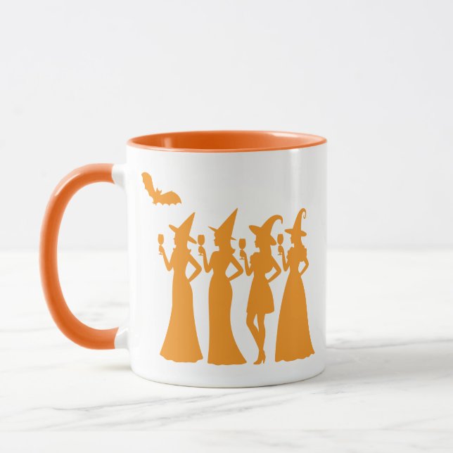 Hexenverein-Silhouette Halloween-Party Tasse (Links)