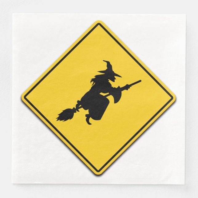 Hexenwarnung Halloween Serviette (Vorderseite)