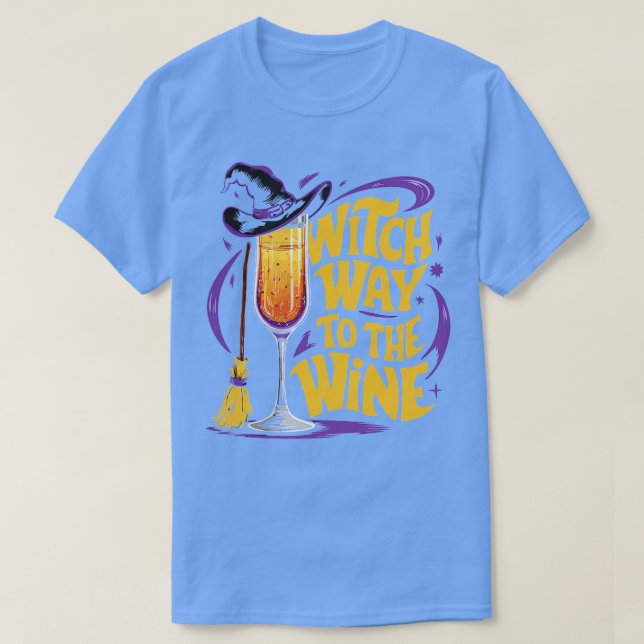 Hexenweg bis zum wine Funny Halloween Witch Hat Wi T-Shirt (Design vorne)
