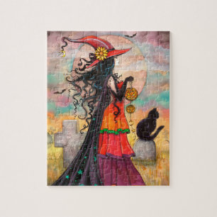 Hexenweg Fantasy Halloween Kunst von Molly Harriso Puzzle