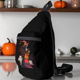 Hexenweg Molly Harrison Halloween Hexe und Katze Crossbody Bag