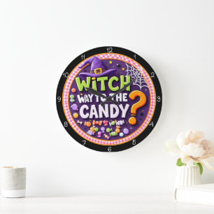 Hexenweg zu den Süßigkeiten Halloween Große Wanduhr