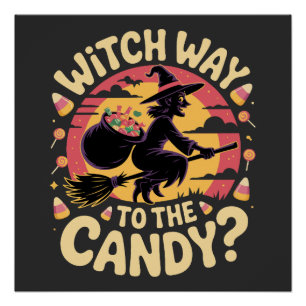 Hexenweg zum Halloween-Süßigkeiten-T-Shirt Poster