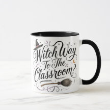 Hexenweg zum Klassenzimmer Halloween-Lehrer-Tasse