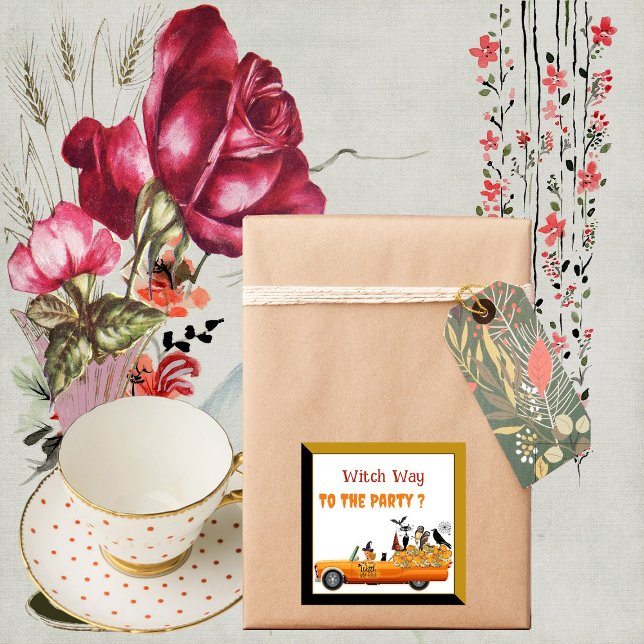 Hexenweg zum Party Halloween Crew Katzen Bat Owls Aufkleber (Witch Way to the Party Halloween Crew Cat Bat Owls Sticker)