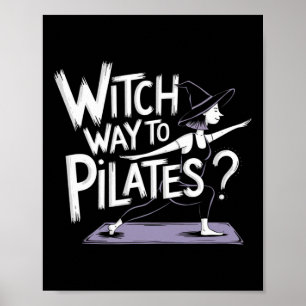 Hexenweg zum Pilates Lustiger Halloween-Pilates-Yo Poster