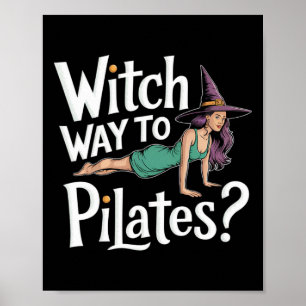 Hexenweg zum Pilates Lustiger Halloween-Pilates-Yo Poster