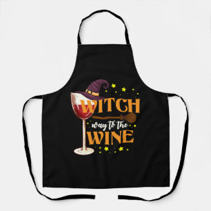 Hexenweg zum Wein - Lustiger Halloween-Weinliebhab Schürze