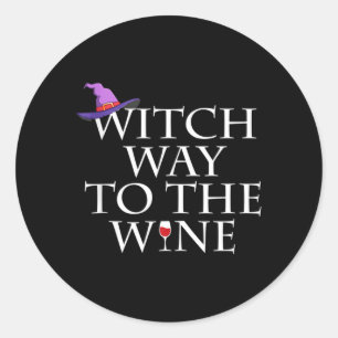 Hexenweg zum Wein-Shirt Lustiges Halloween-Hexen-S Runder Aufkleber