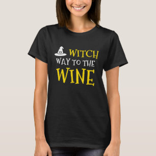 Hexenweg zum Weintrinken Lustiges Halloween T-Shirt
