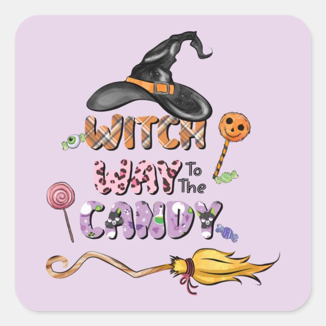 Hexenweg zur Candy Quadratischer Aufkleber (Vorderseite)